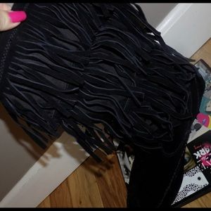 Lauren Conrad black fringe boots